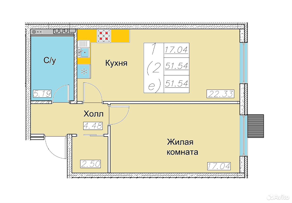 Загоровского 2-к. квартира, 50,8 м².