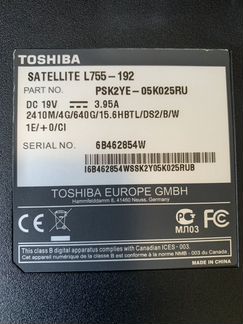 Toshiba satellite l755 -192 ноутбук