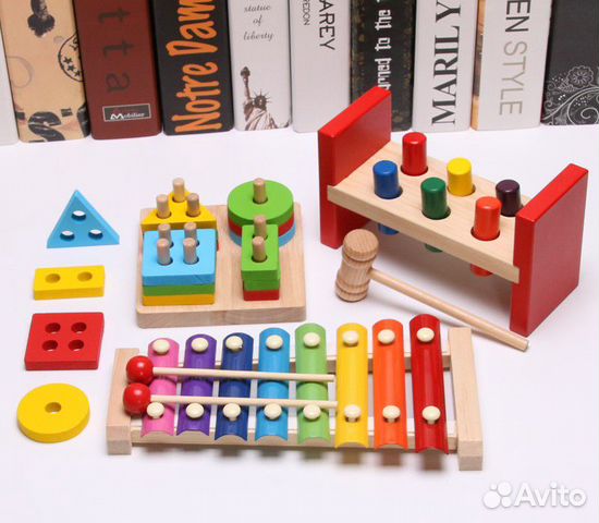 Детские игрушки деревянные новые со стучалкой