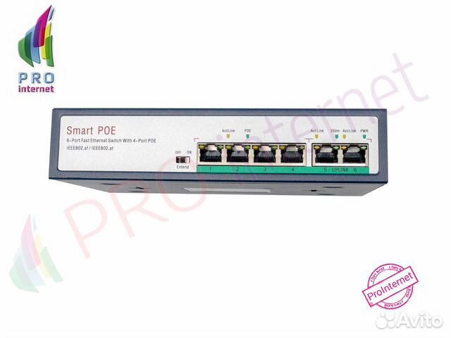 Poe Switch (пое - свитч) на 6 портов ASP - 6004E