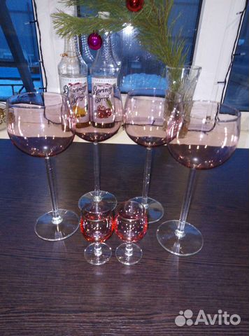 Бокалы розовое стекло времён СССР