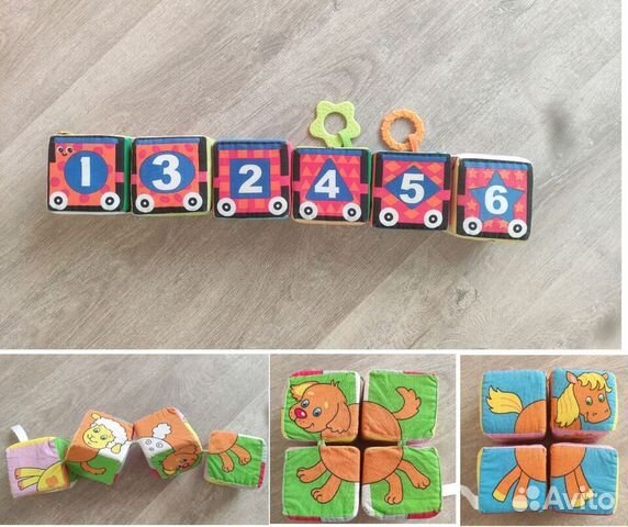 Мягкие кубики развивайки-циферки-картинки