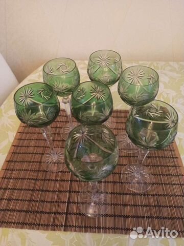 Фужеры цветной хрусталь. Винтаж