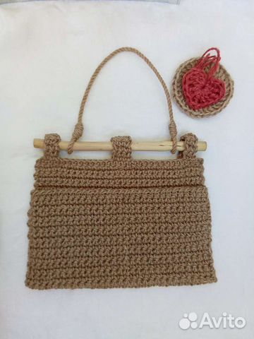 Органайзер подвесной вязанный из джута