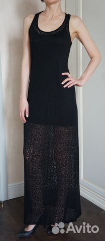 Ажурное длинное летнее черное платье Calzedonia, S Ажурное длинное летнее черное платье Calzedonia, S