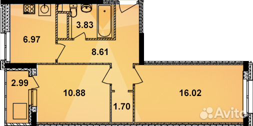 2-к квартира, 49.6 м², 17/17 эт.