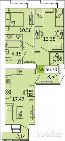 3-к квартира, 57 м², 5/11 эт.