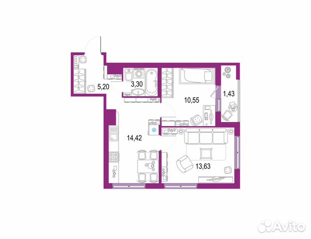 2-к квартира, 48.5 м², 11/22 эт.