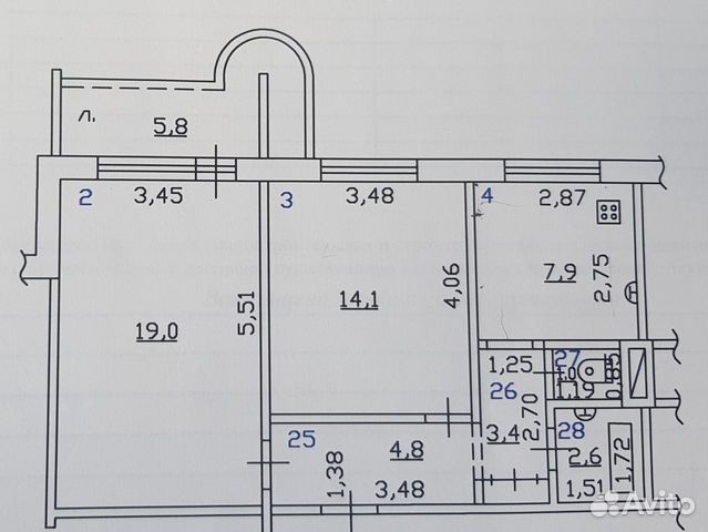 2-к квартира, 52.8 м², 1/10 эт.