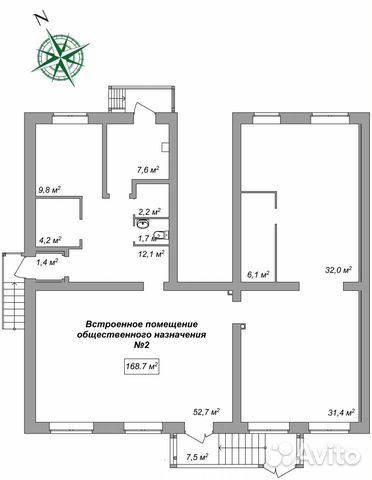 Помещение свободного назначения, 168.7 м²