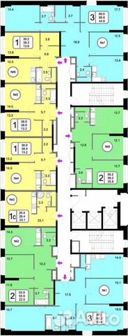 3-к квартира, 86.6 м², 2/22 эт. 3-к квартира, 86.6 м², 2/22 эт.
