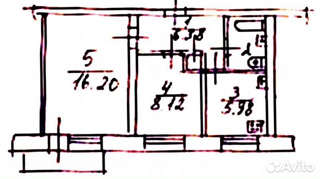 2-к квартира, 40 м², 1/3 эт.