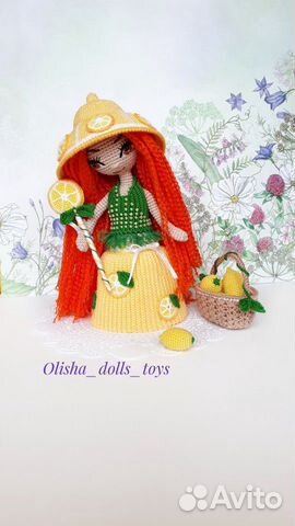 Кукла вязаная крючком Лимонка рост 15см Кукла вязаная крючком Лимонка рост 15см