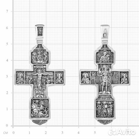 Серебряный большой мужской православный крест с че Серебряный большой мужской православный крест с че