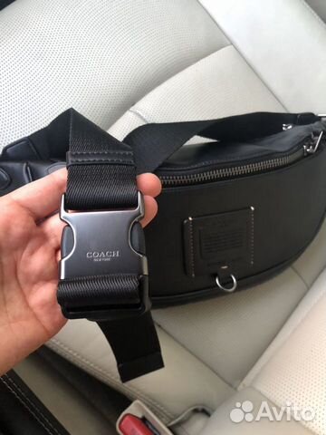 Мужская поясная чёрная Coach оригинал в наличии