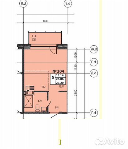 Студия, 27 м², 8/11 эт. Студия, 27 м², 8/11 эт.