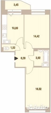 2-к квартира, 53.9 м², 3/11 эт.