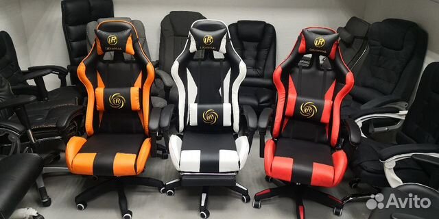 Кресла LR красное оранжевое белое игровое кресло