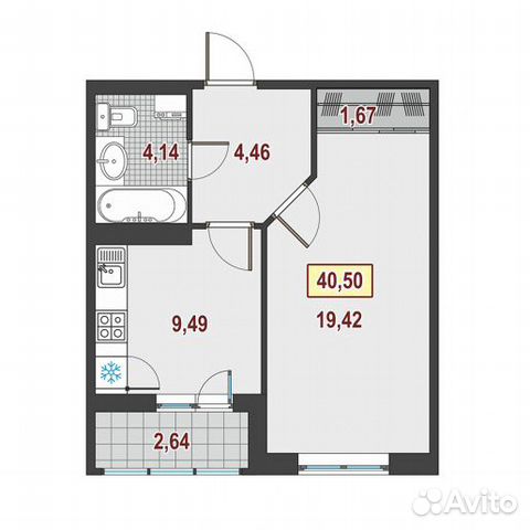 1-к квартира, 40.4 м², 7/10 эт.
