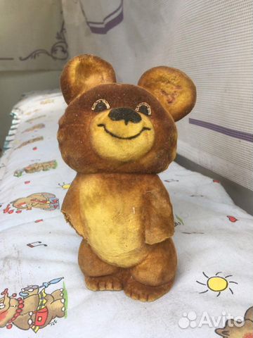 Мишка олимпийский, 80й.Флок паралон.Состояние на ф