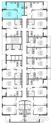 1-к квартира, 38.7 м², 14/17 эт. 1-к квартира, 38.7 м², 14/17 эт.