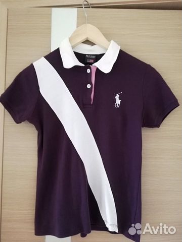 Рубашка Polo женская. Фиолетово-белая