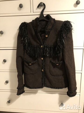 Шерстяной пиджак в стиле Chanel xs-s