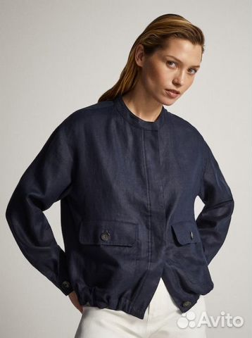 Бомбер женский Massimo Dutti новый, лен, размер M