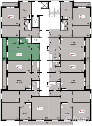 1-к квартира, 43.3 м², 11/17 эт.