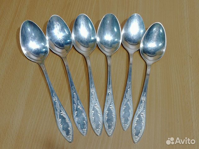 Ложки столовые набор 6шт Пламя мельхиор мнц / СССР Ложки столовые набор 6шт Пламя мельхиор мнц / СССР