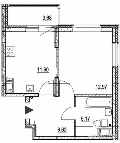 1-к квартира, 38.2 м², 13/19 эт.