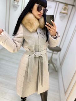 Комбинированный пуховик (77019)