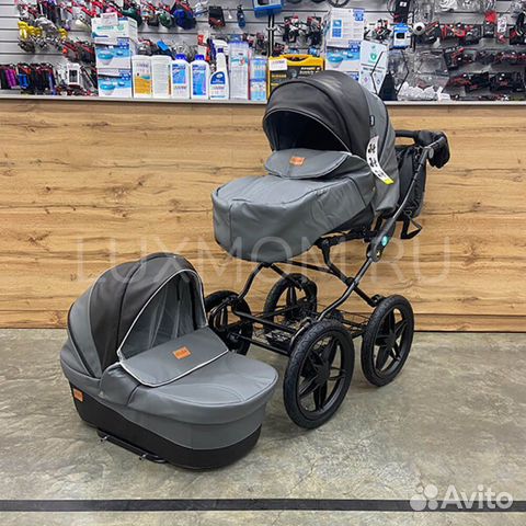 Коляска классика 2в1 Cobabe серый кожа