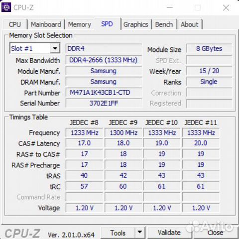 Оперативная память 8GB Samsung M471A1K43CB1-CTD