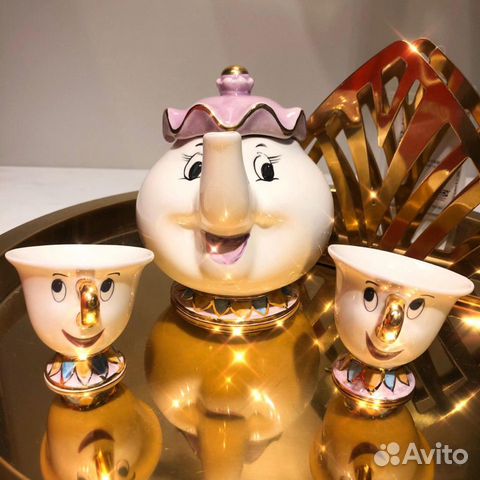 Чайник + 2 чашки Красавица и Чудовище