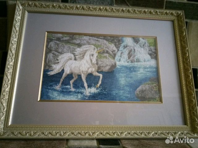 Единорог, вышивка крестиком