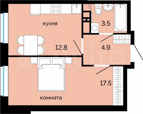 1-к. квартира, 38,7 м², 17/25 эт.