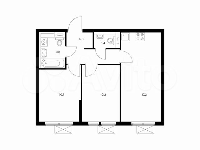 2-к. квартира, 49,3 м², 9/25 эт.