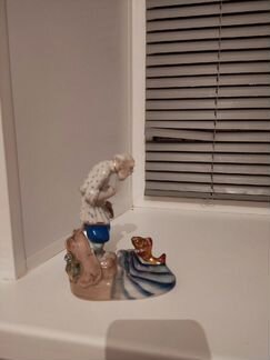 Статуэтка Старик и золотая рыбка ссср. Гжель