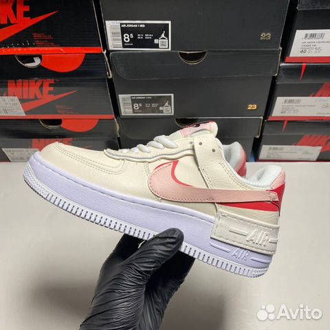 Nike Air Force 1 Shadow Beige White Red