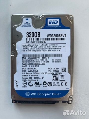 Жесткий диск WD Scorpio Blue WD3200bpvt 320Гб
