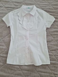 Блузка для девочки школьная новая белая 152, 10-12