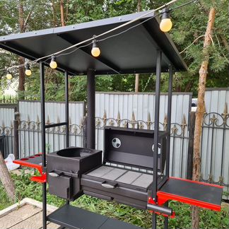 Барбекю комплекс: мангал с крышей печь гриль смоке