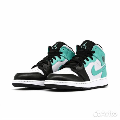 6.5 US Air Jordan 1 Mid Green Blue Tropical Twist