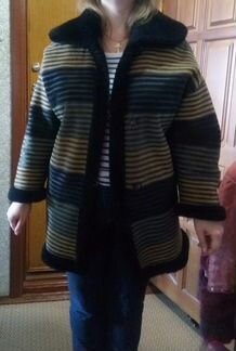 Шикарная двусторонняя натур. дублёнка- шубка