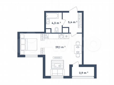 Квартира-студия, 40.2 м², 18/26 эт.