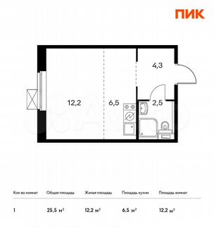 Квартира-студия, 25.5 м², 9/9 эт.