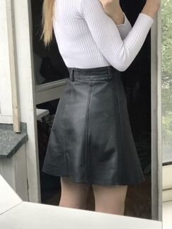 Кожаная юбка с пуговицами (натуральная кожа)