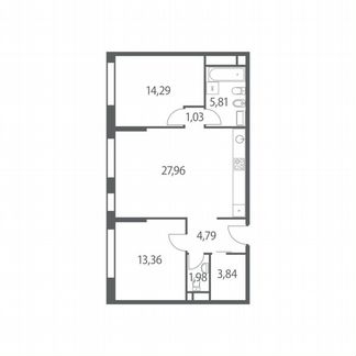 2-к квартира, 73.1 м², 26/51 эт.