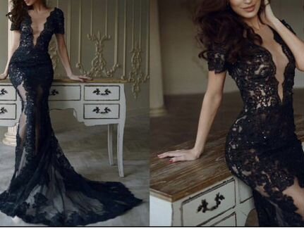 Платье вечернее в пол кружево бисер